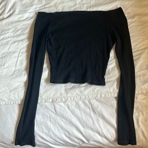 Brandy Melville black over the shoulder cropped long sleeve